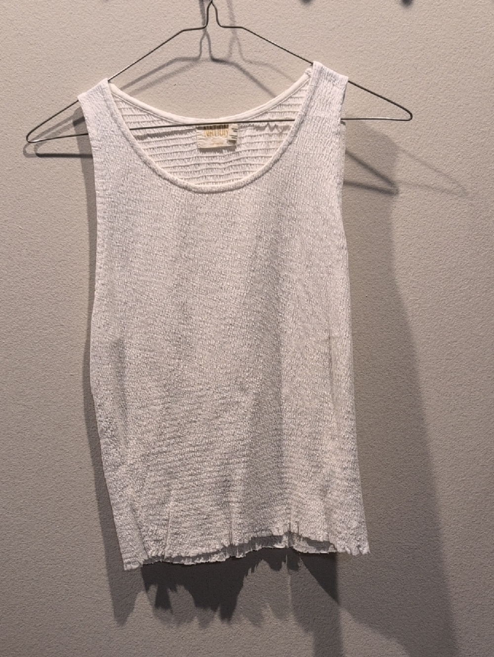 Nation Smocked White Tank Top, Size Small